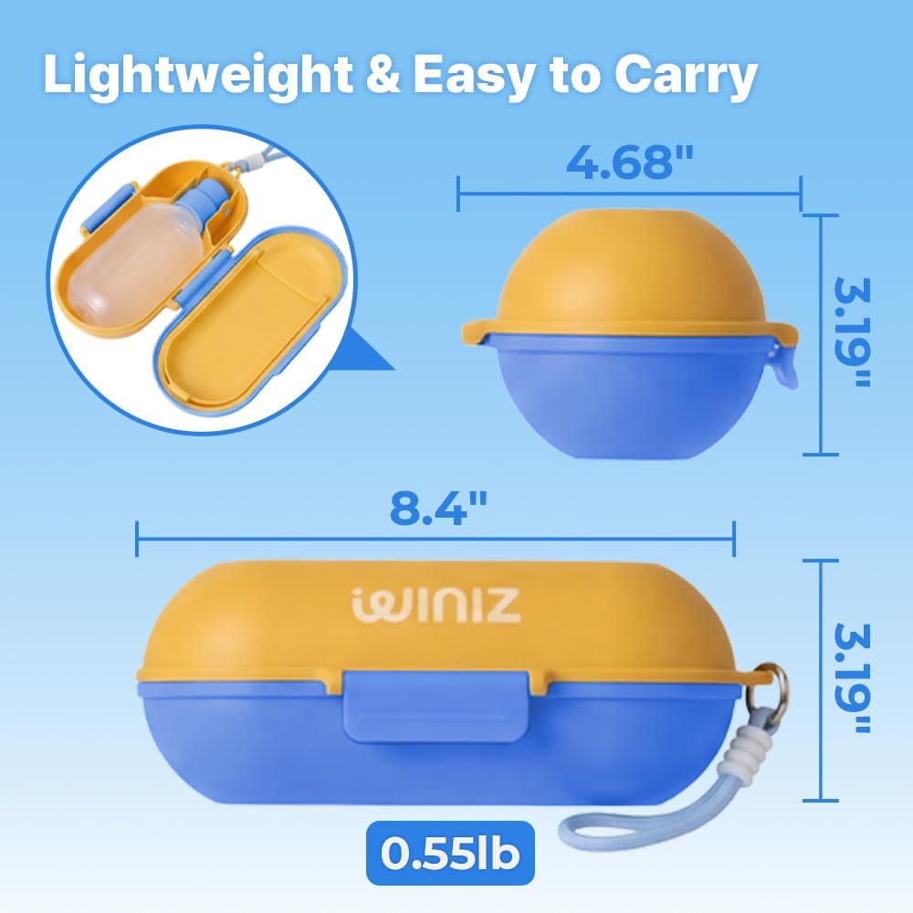 2-in-1 Dog Water Bottle & Food Container, Travel Bowl