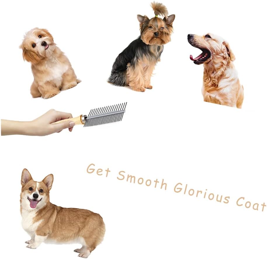 Dog Cat Pet Comb Double-Sided Grooming Brush Metal Comb for Loosening