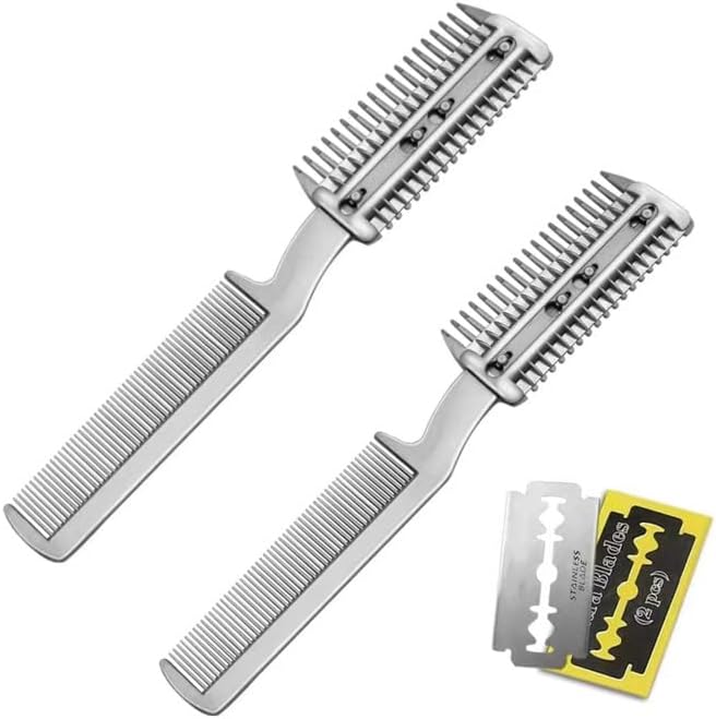 2Pcs Razor Comb for Dogs Cats with Extra Blades Double Sides Pet