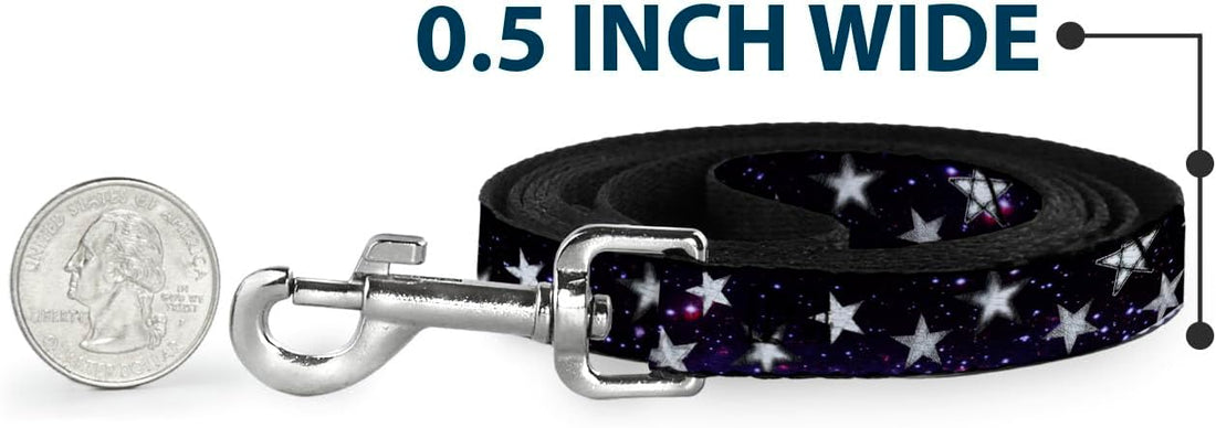 Buckle-Down Pet Leash - Glowing Stars in Space Black/Purple/White