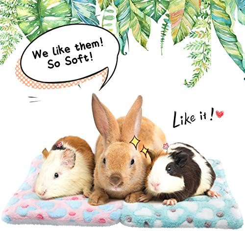 Jetec 4 Pcs Guinea Pig Bed Pads Heart Pattern, 10 x 11 Inch Plush Mat