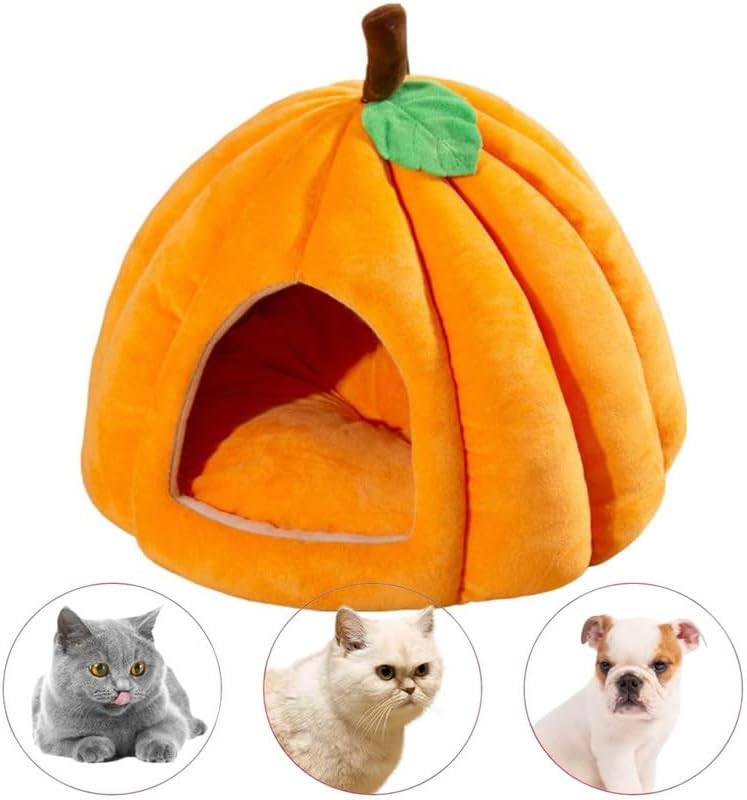Cat Beds for Indoor Cats,Pumpkin Cat House,Cute Pumpkin Shape Cat