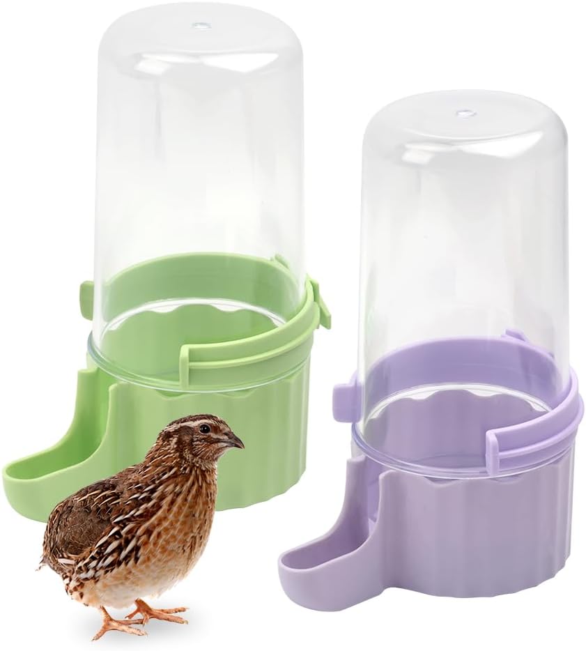 2 Pack Quail Hanging Gravity Waterer Automatic Cage Drinking Dispenser