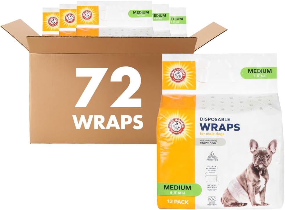Arm & Hammer Small Male Dog Belly Band Wraps, 12 Count