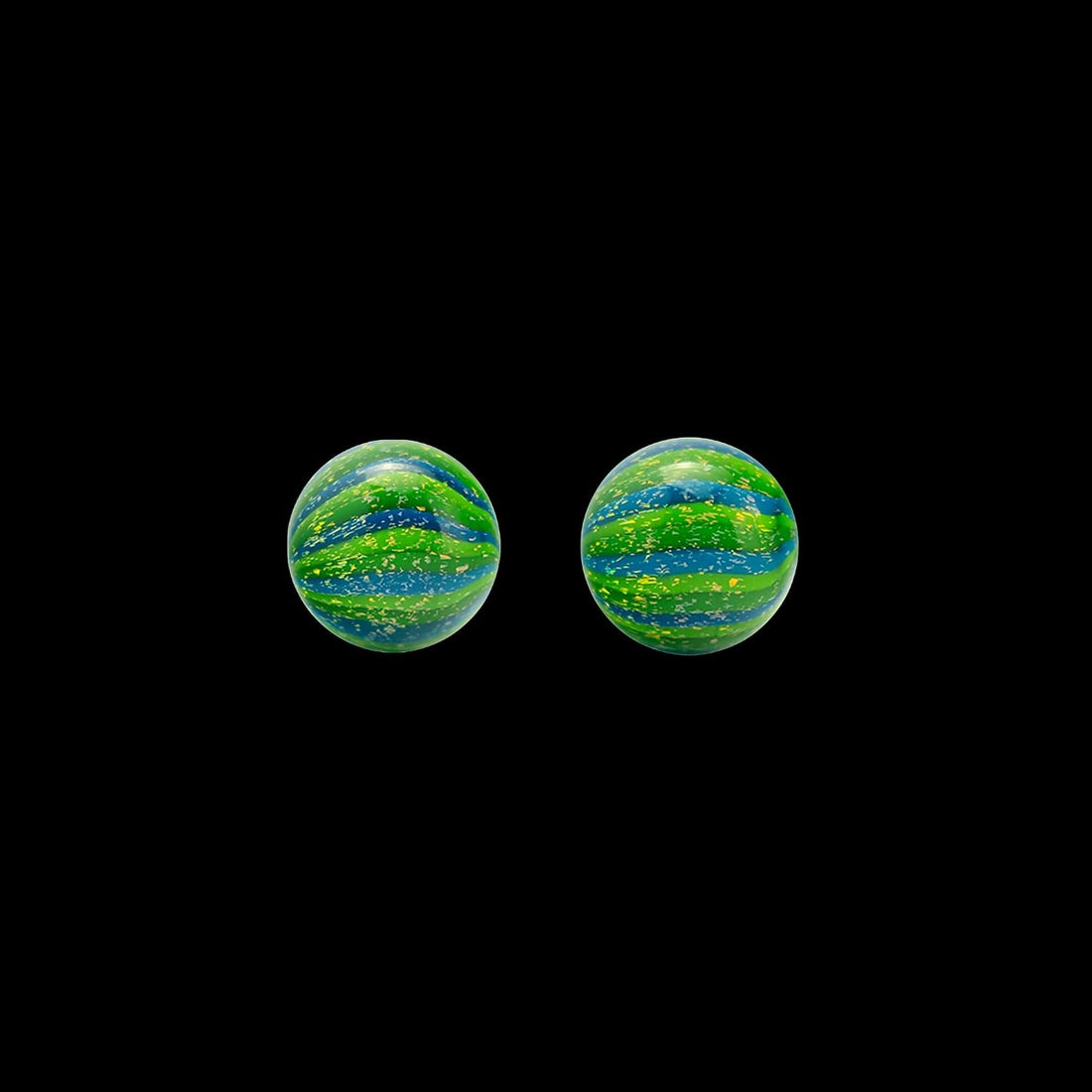 Dichro Green Glass Sphere Marbles | Two 6mm Marbles