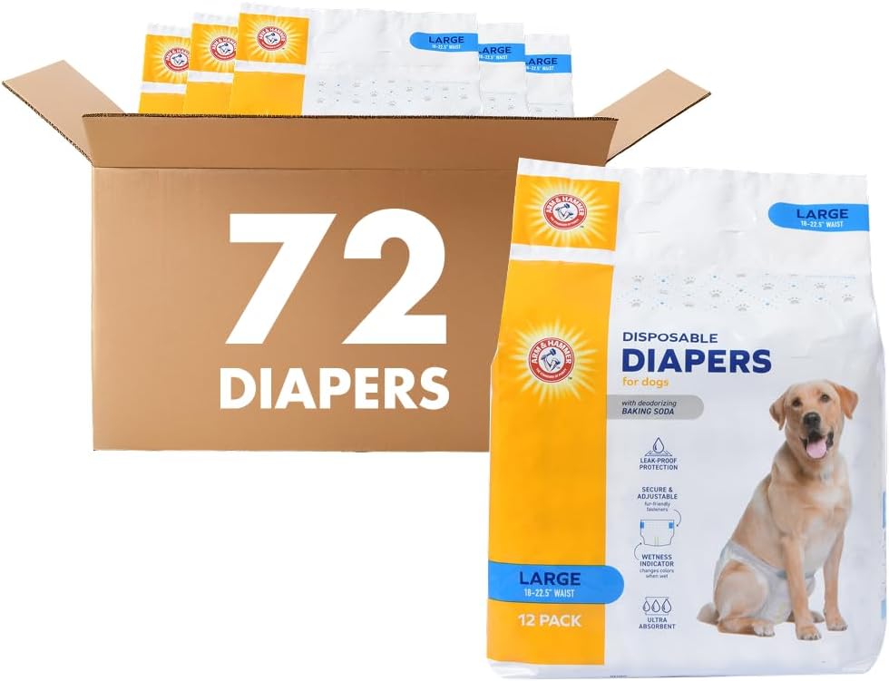 Arm & Hammer Disposable Female Dog Diapers, Medium, 12 Count