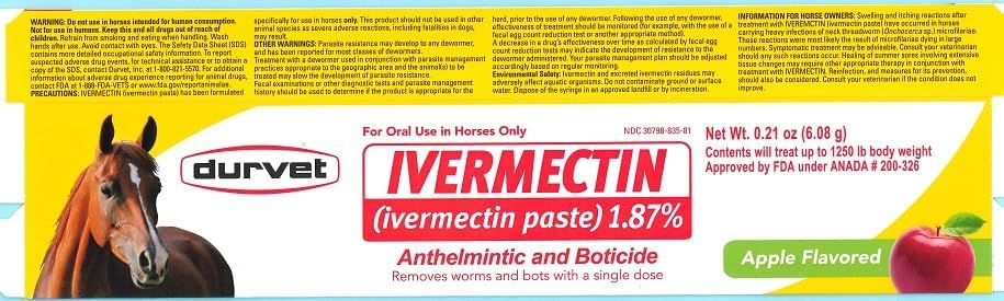 Durvet Ivermectin Paste - Horse Wormer 1 Tube 6.08 Grams (3-Pack)