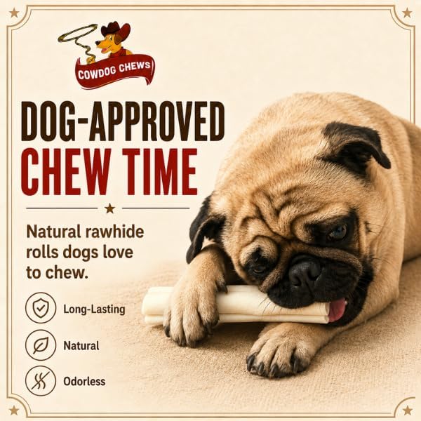 Cowdog Chews Retriever Roll 9-10 inch All Natural Rawhide Dog Treat