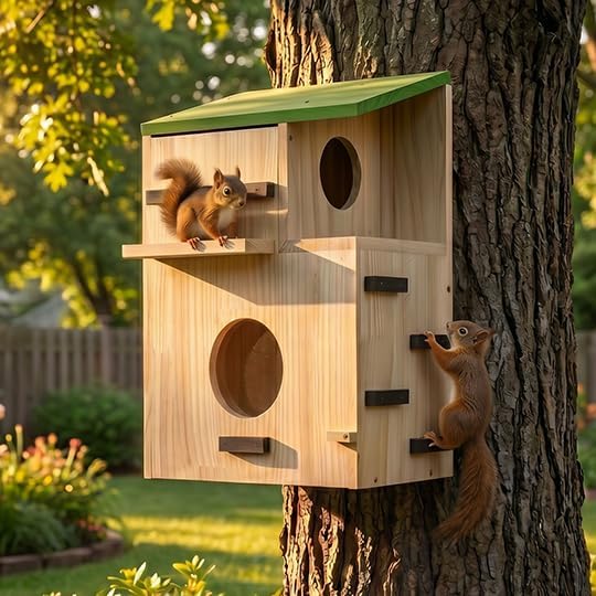Large Squirrel Houses for Outside, Squirrels Nesting Box with Platform