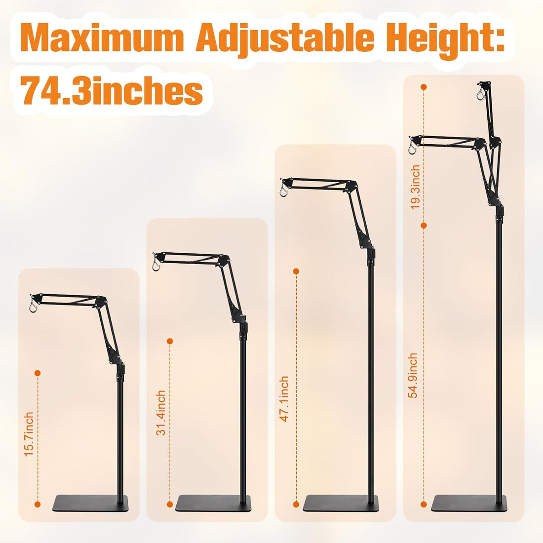 DXOPHIEX Dual Reptile Lamp Stand Reptile Light Stand with 2 Brackets