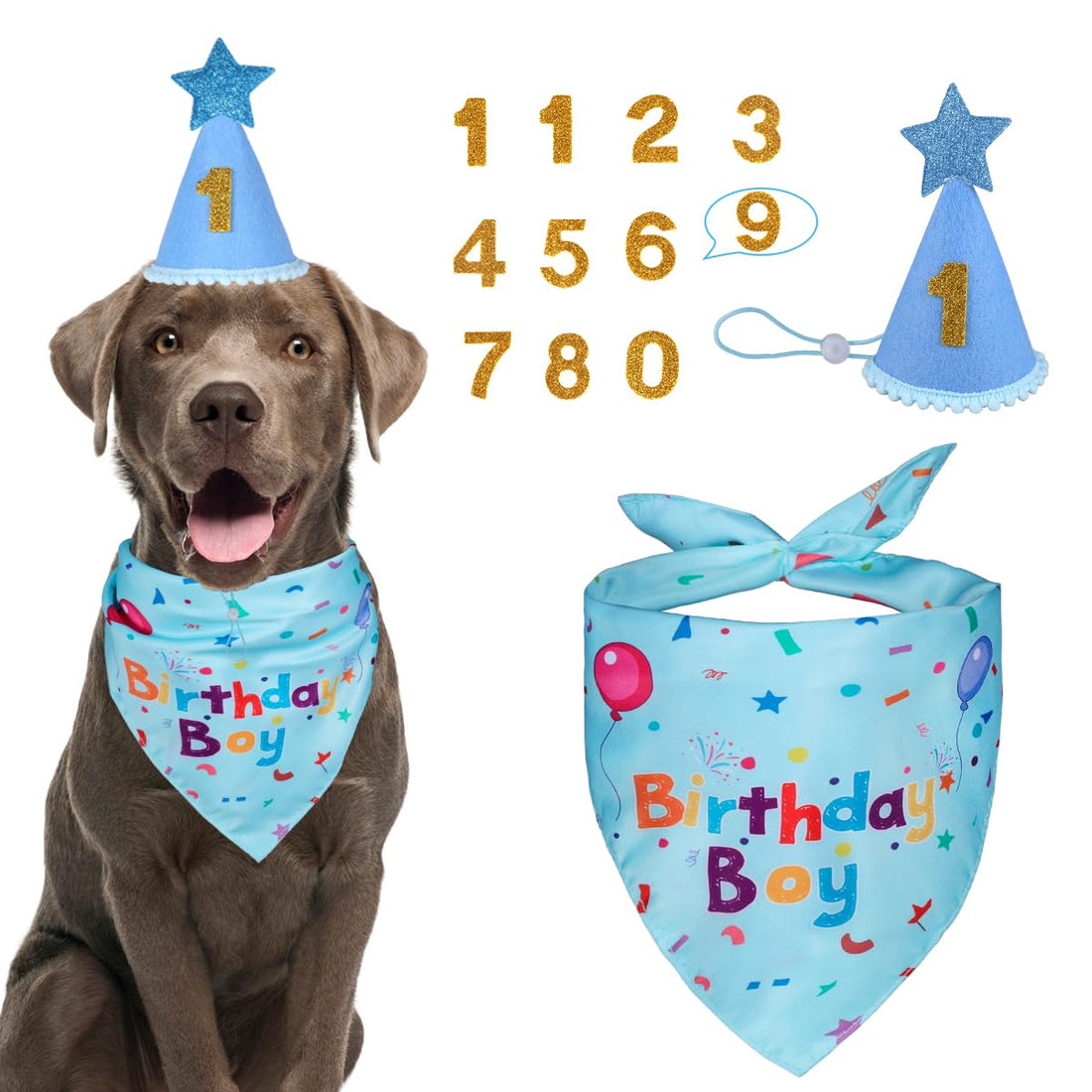 Yicostar Dog Birthday Party Supplies, Dog Birthday Bandana Set