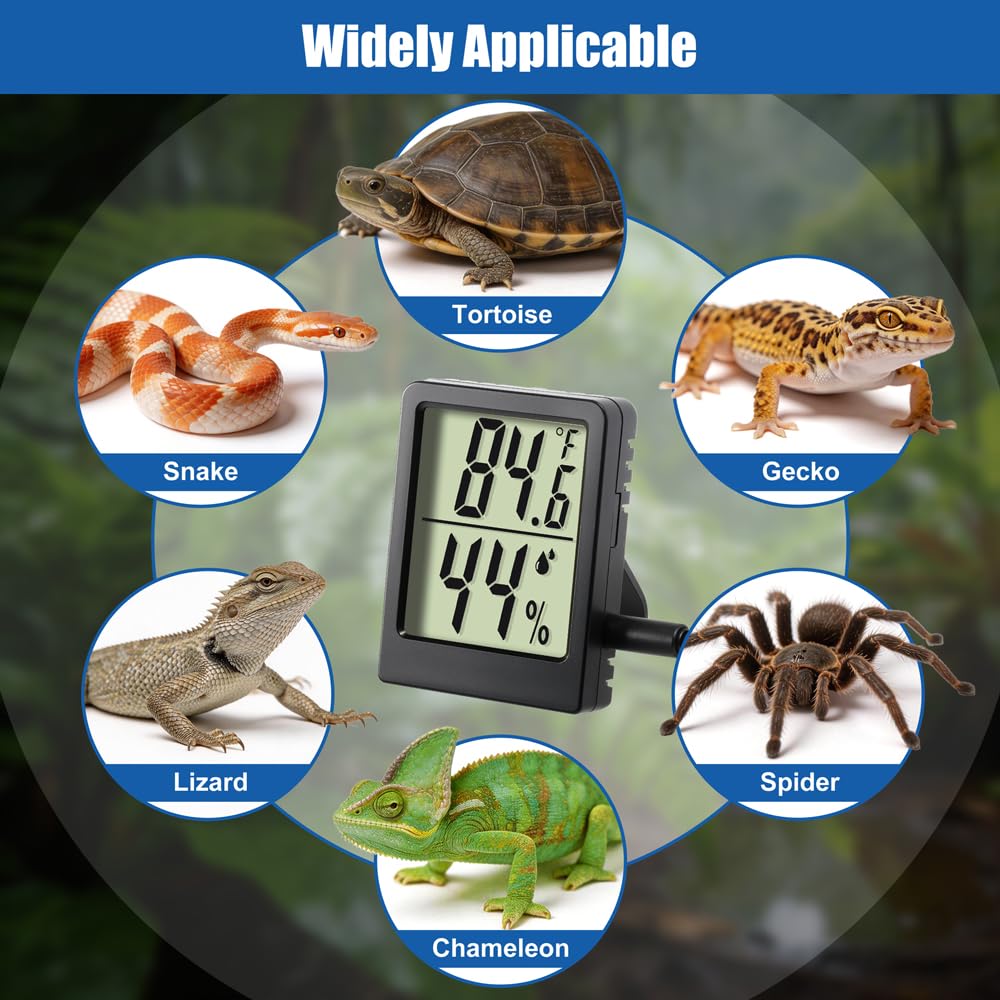Reptile Thermometer Hygrometer LCD Digital Terrarium Thermometer