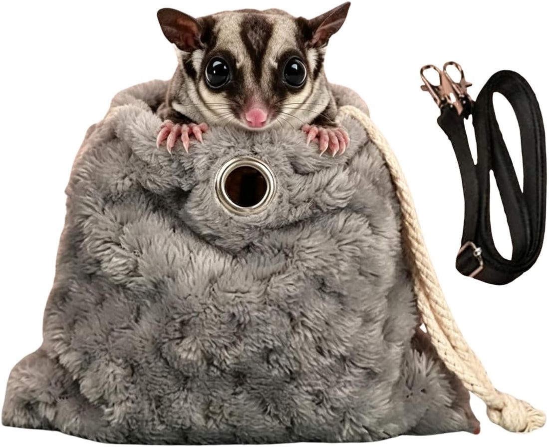 Sugar Glider Bonding Pouch Warm Travel Carrier Hamster Nest & Strap