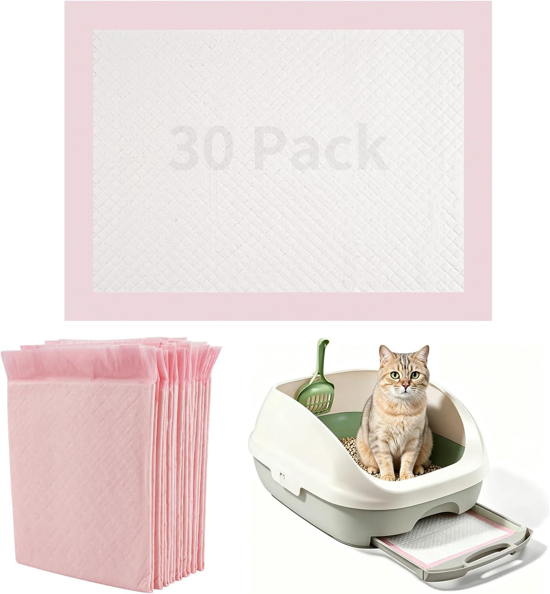 30 Pack Cat Litter Pads Compatible with Tidy Cats Breeze
