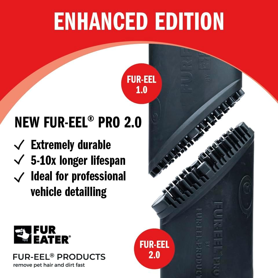 FUR-EEL PRO 2.0 Pet Hair Vacuum Attachment, Rubber Pet Hair Remover