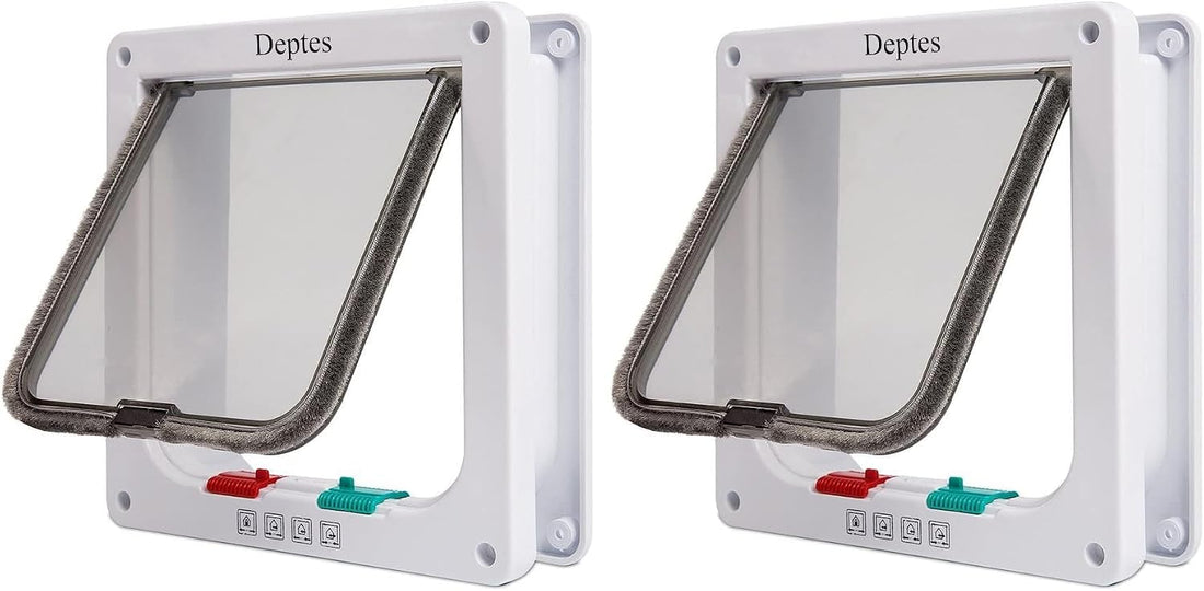 Depets Large Cat Door, 4 Way Locking Cat Flap Door for Interior