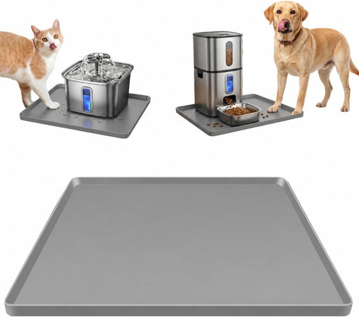 20" L x 20" W Silicone Pet Fountain Mat for Cat Water Fountain, Gray