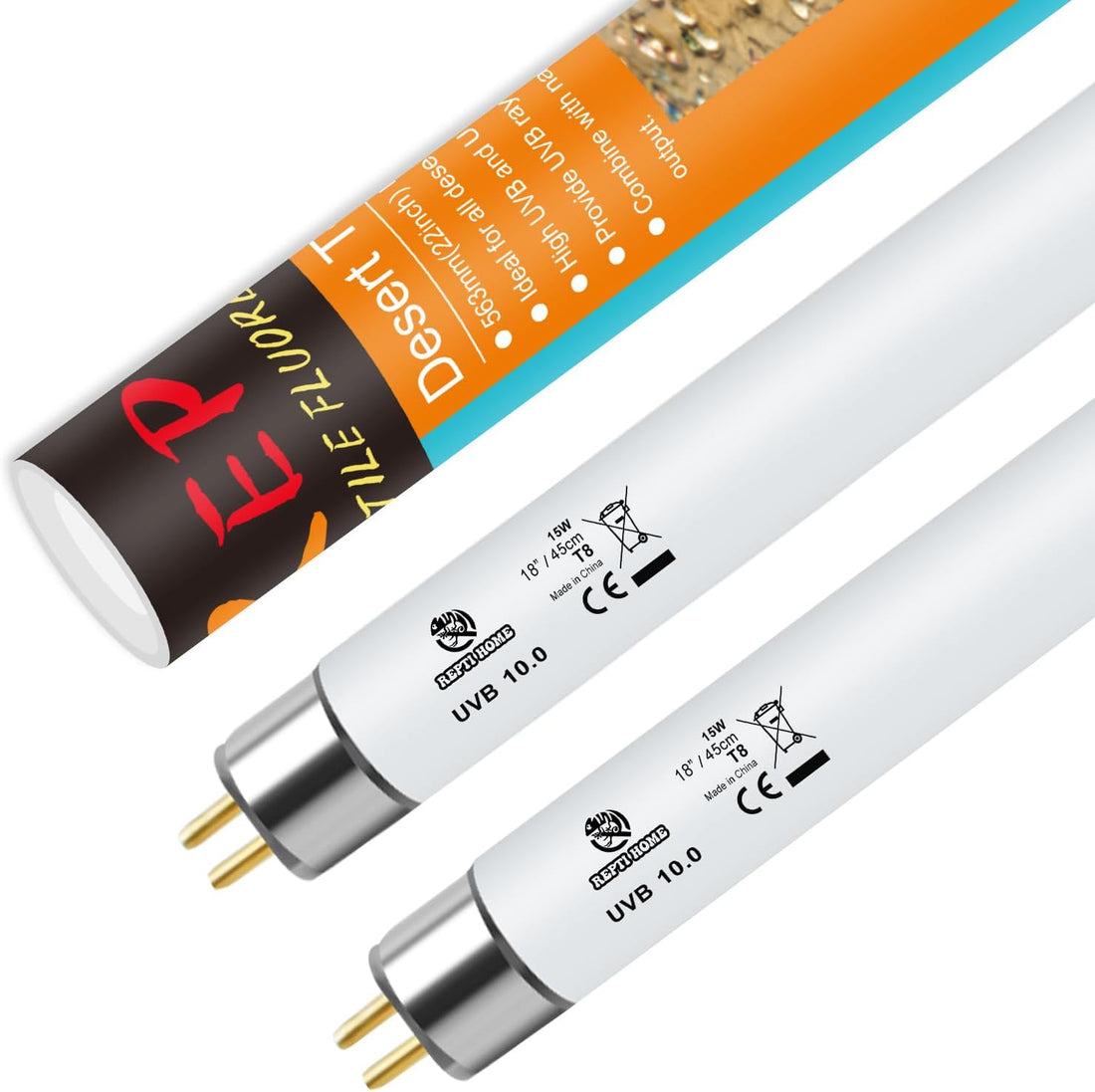 T8 UVB Reptile Light 15W 10.0-2 Pack,UVA UVB Light Bulb