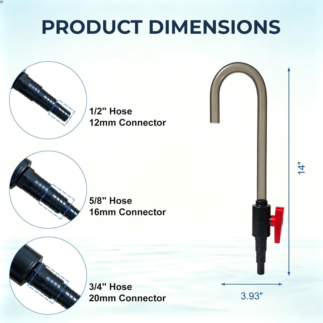 Hands-Free Aquarium Water Changer Hook with Flow Shutoff Valve