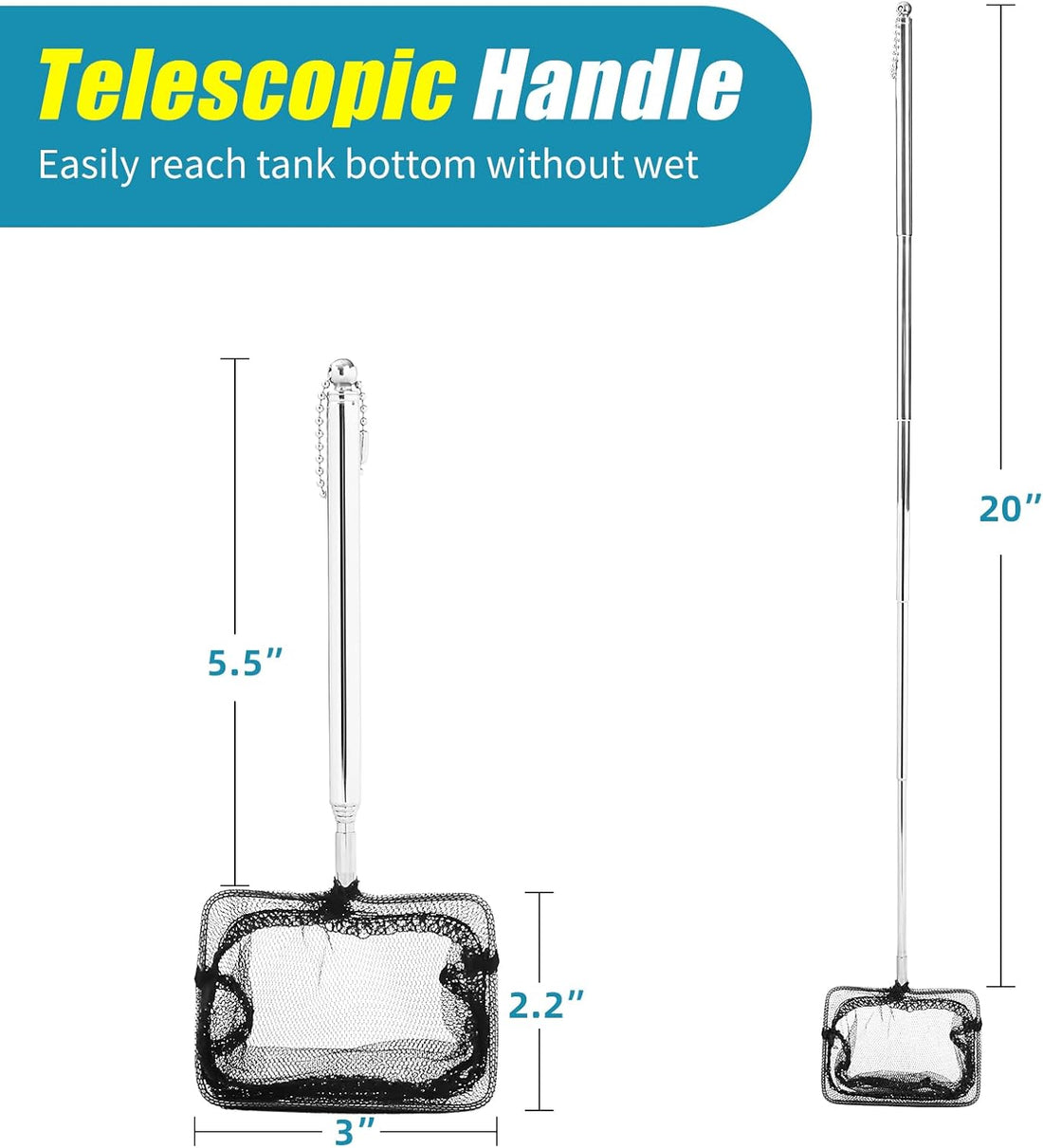 AQUANEAT Aquarium Net with Extendable Long Handle