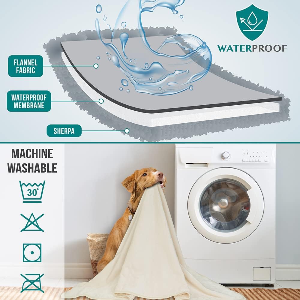 PetAmi Waterproof Dog Blanket Puppy Cat Large Couch Cover 40x60 Beige
