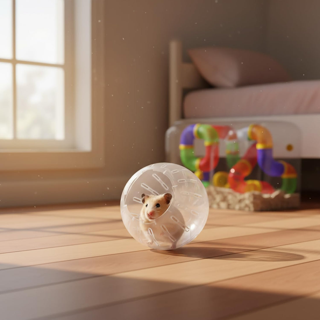 White-Transparent Plastic Silent Dwarf Hamster Ball, 1Pc