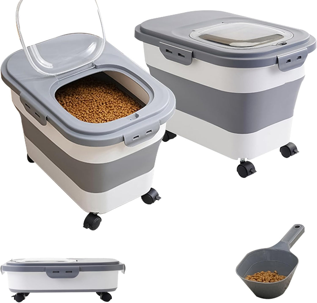 SEWIU Dog Food Storage Container Up to 2pack*20LB,Collapsible Dog
