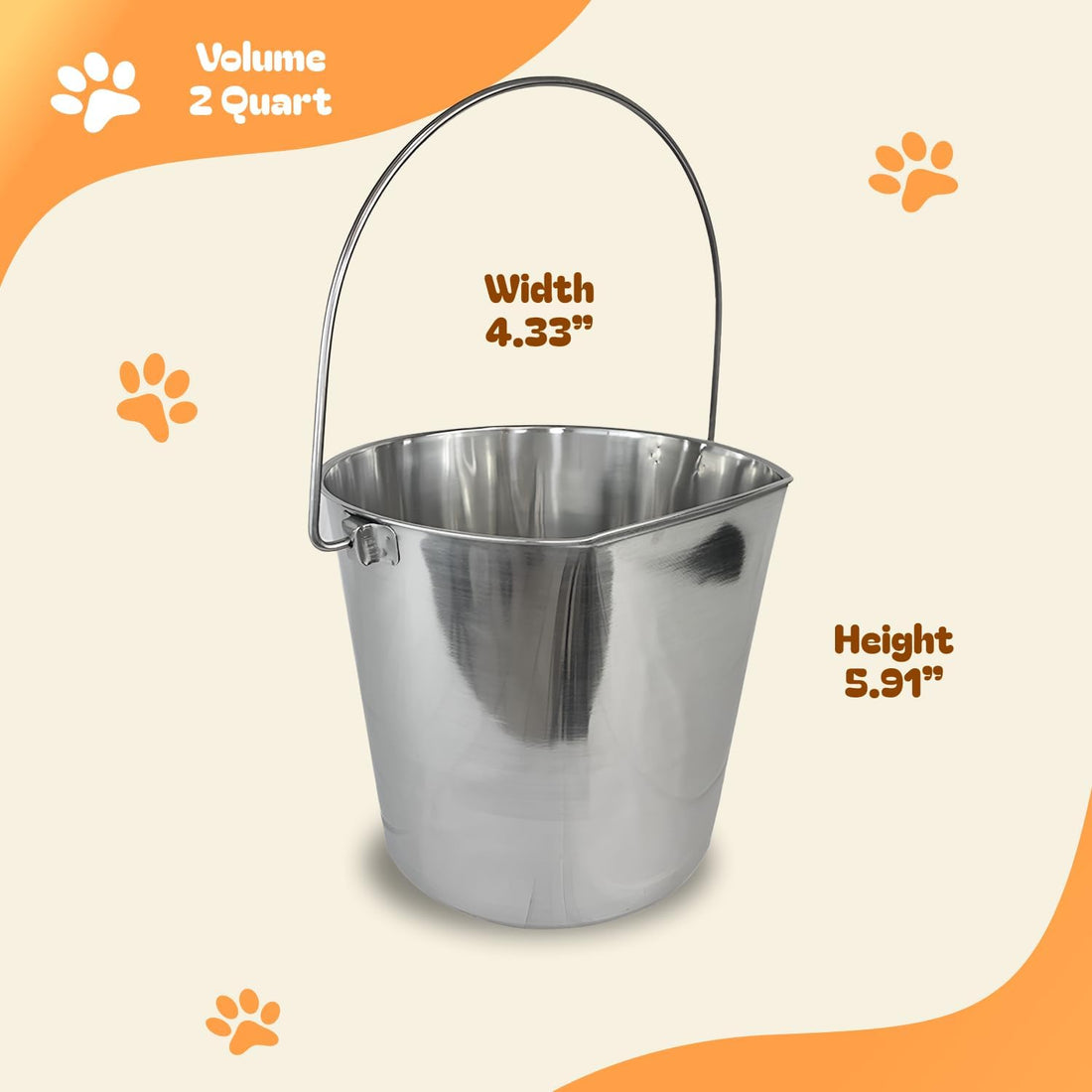 Advance Pet Products 2 Quart Heavy Duty Stainless Steel Flat Side
