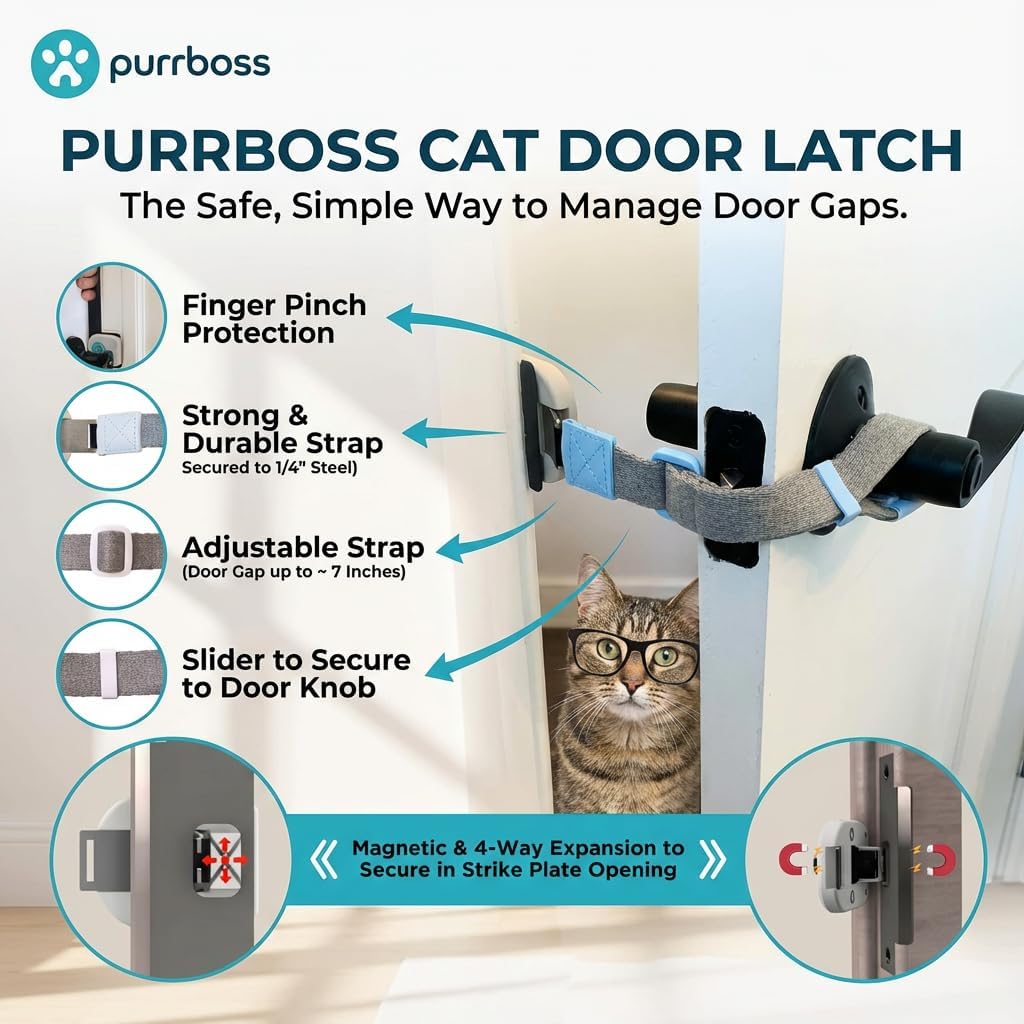 Adjustable Cat Door Latch to Keep Rooms Accessible for Pets
