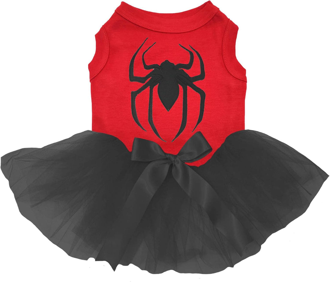 Petitebella Spider Printing Puppy Dog Dress (Red/Black, Medium)