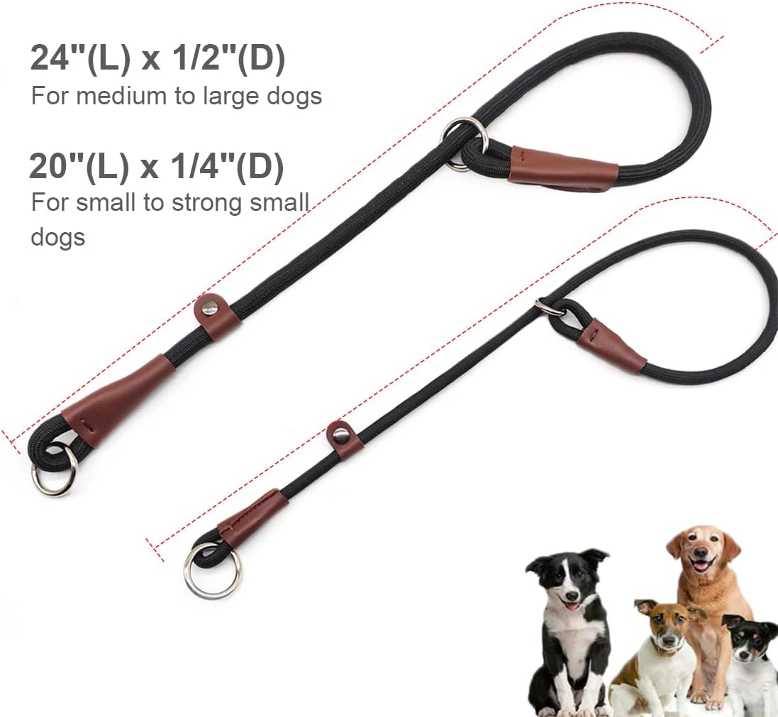 MayPaw Slip Collar Nylon Rope Adjustable Collar for Dog Training- No
