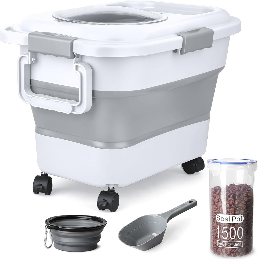 Dog Food Storage Container, 10-20 lbs Airtight Collapsible Cat Food