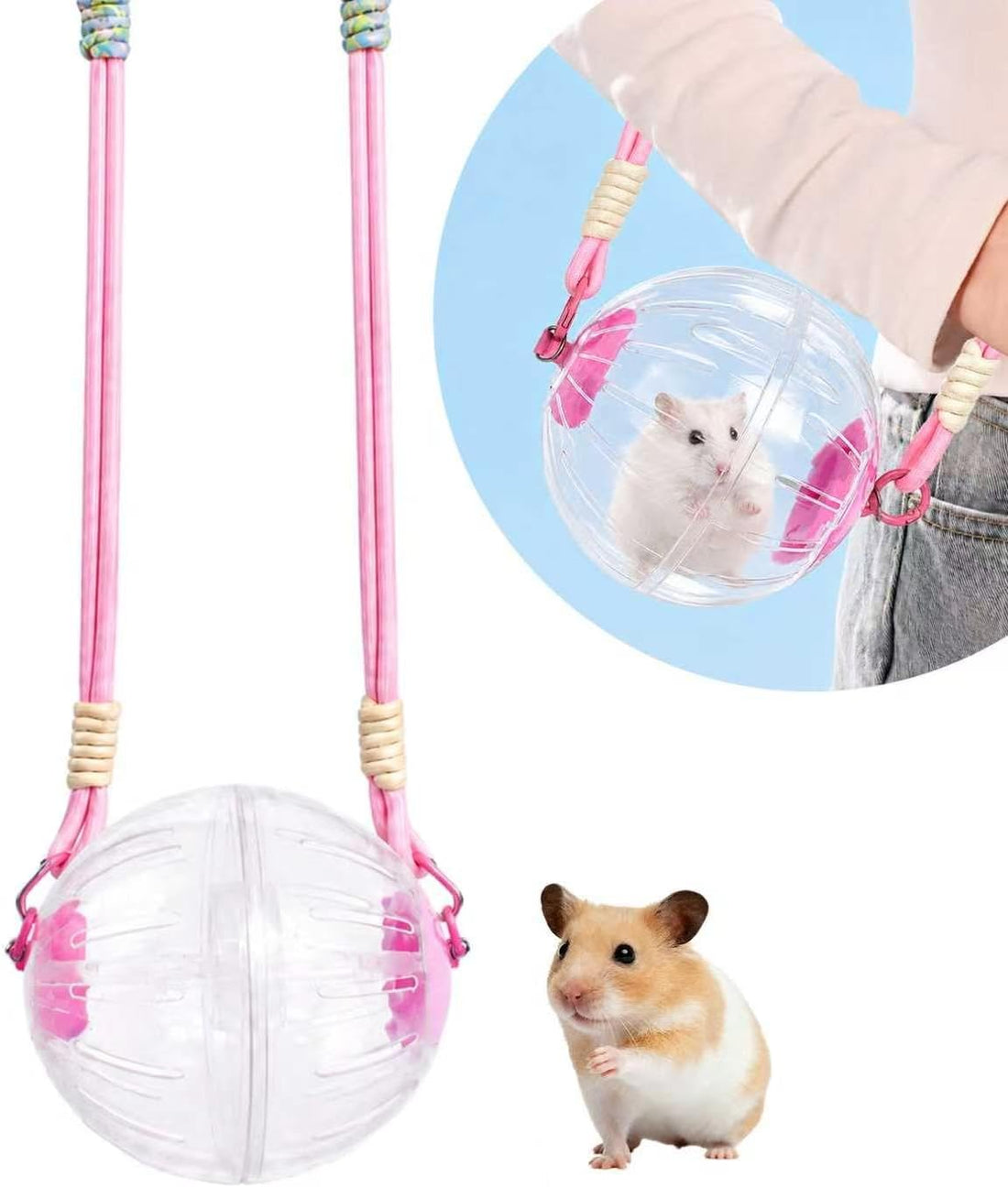 Hamster Ball with Detachable Strap, Portable Small Animal Travel Ball