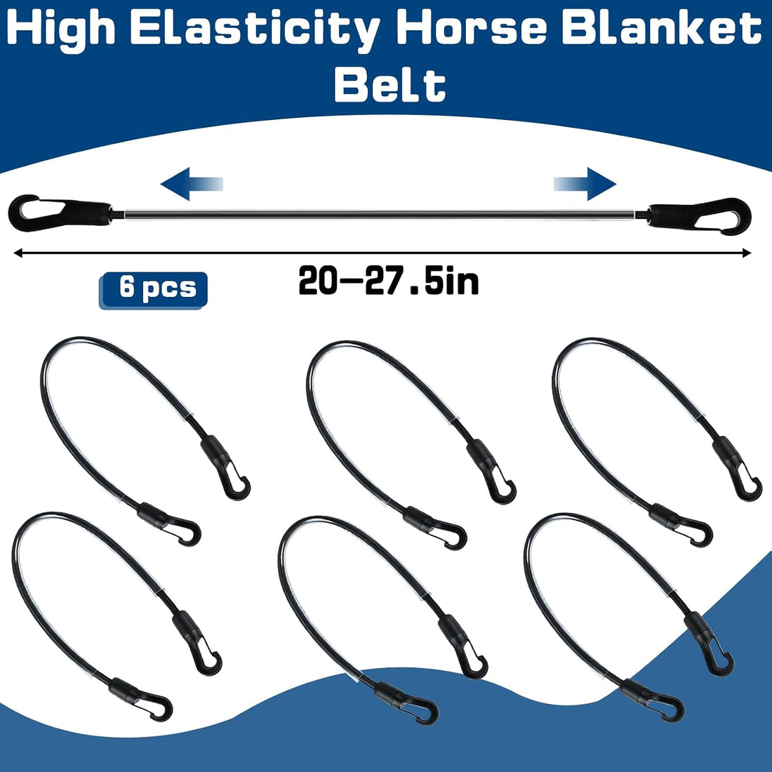 6-Pack Horse Blanket Leg Straps-Elastic Replacement Straps