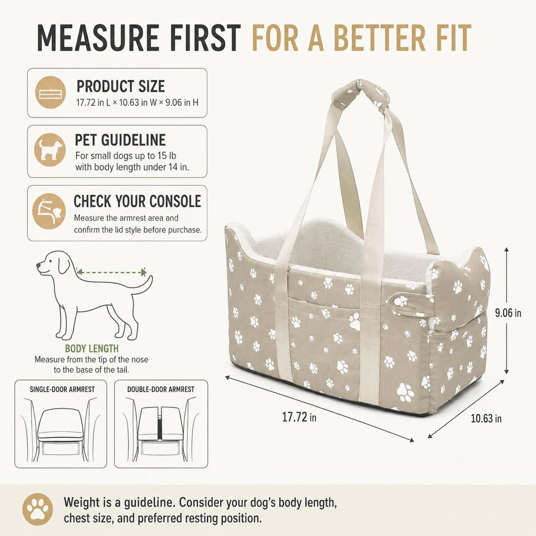 Cullaby Dog Car Seat for Small Dogs