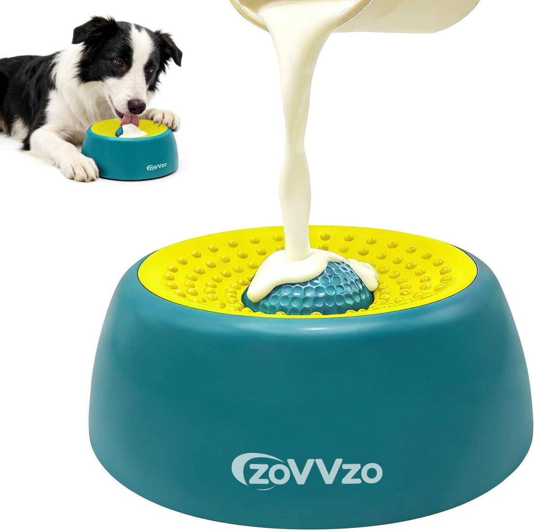 Dog Bowls, Slow Feeder Dog Bowls with Rolling Ball, Non-Slip Base