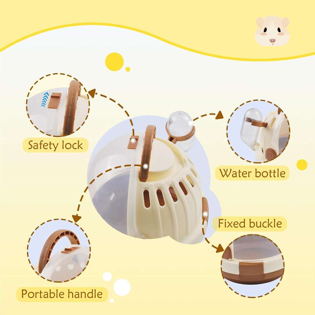 Hamster Carrier Cage Portable Cages Small Animals Carry Travel Case