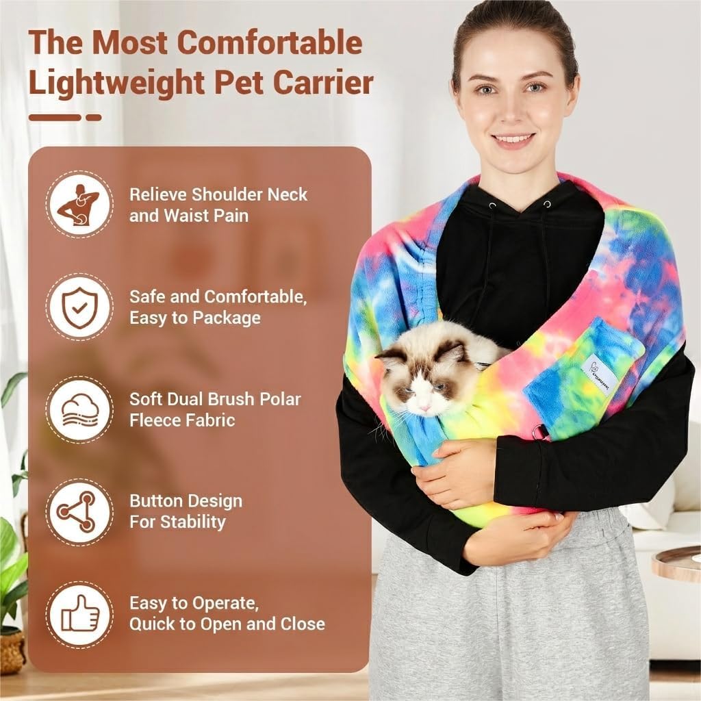 Hands-Free Cat Sling Carrier for Small Dogs & Cats, Soft Fleece