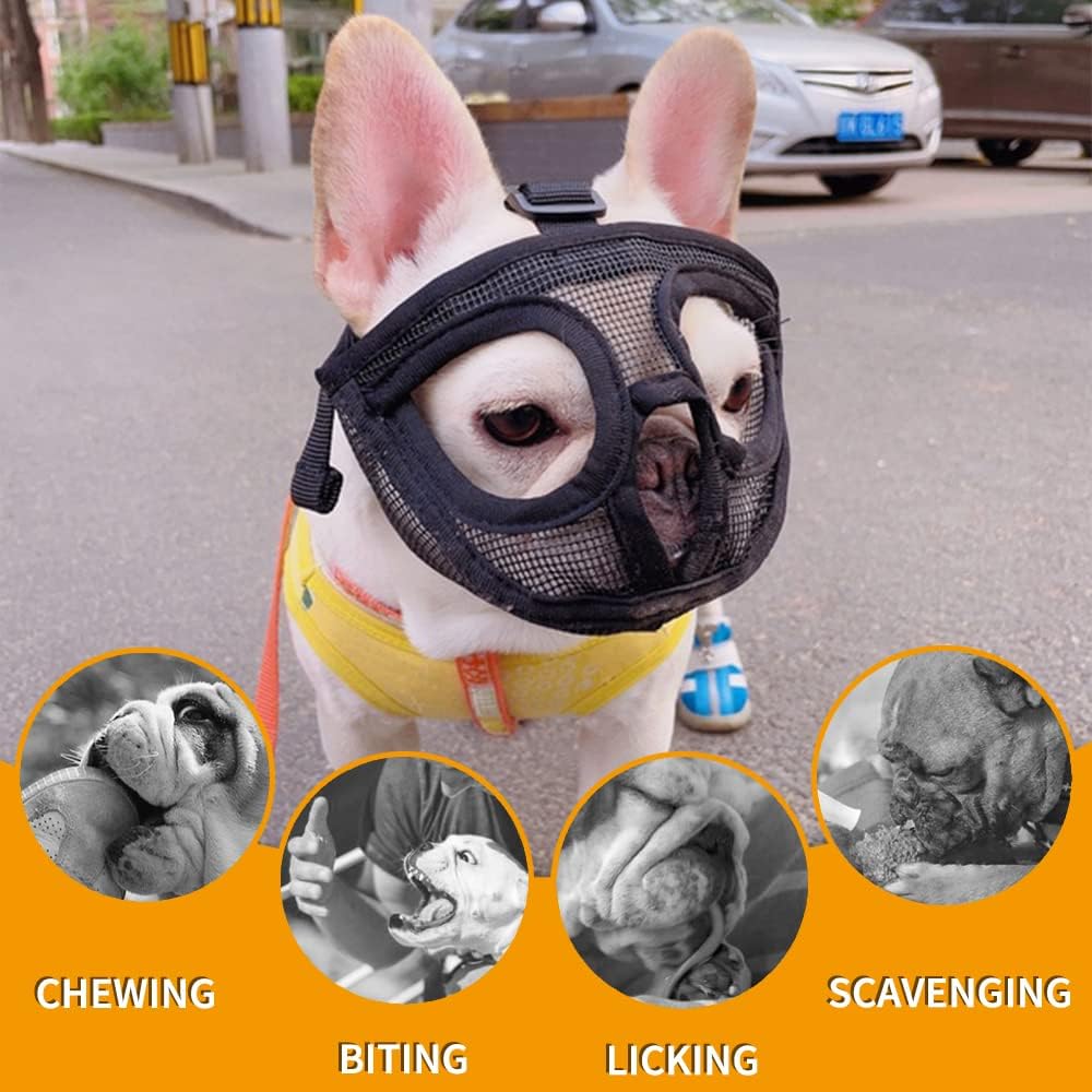 BARKLESS Short Snout Muzzle for French Bulldog, Shih Tzu
