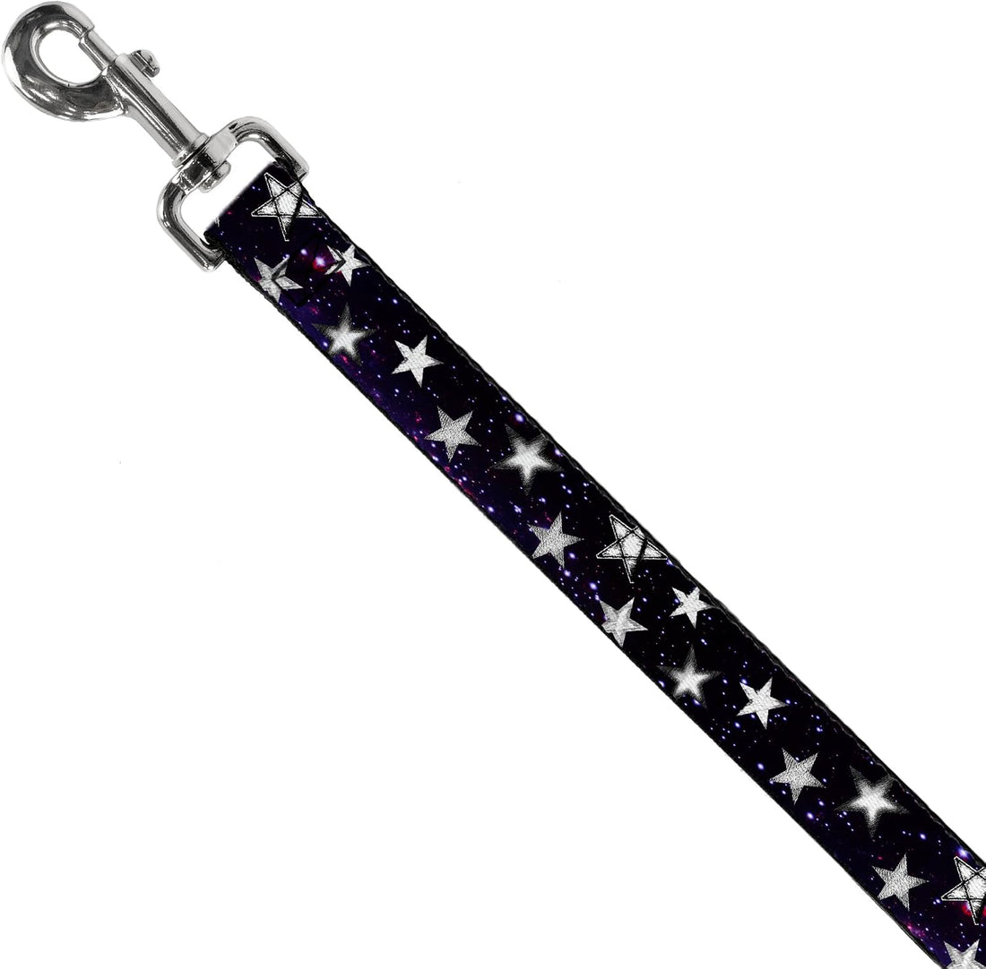 Buckle-Down Pet Leash - Glowing Stars in Space Black/Purple/White