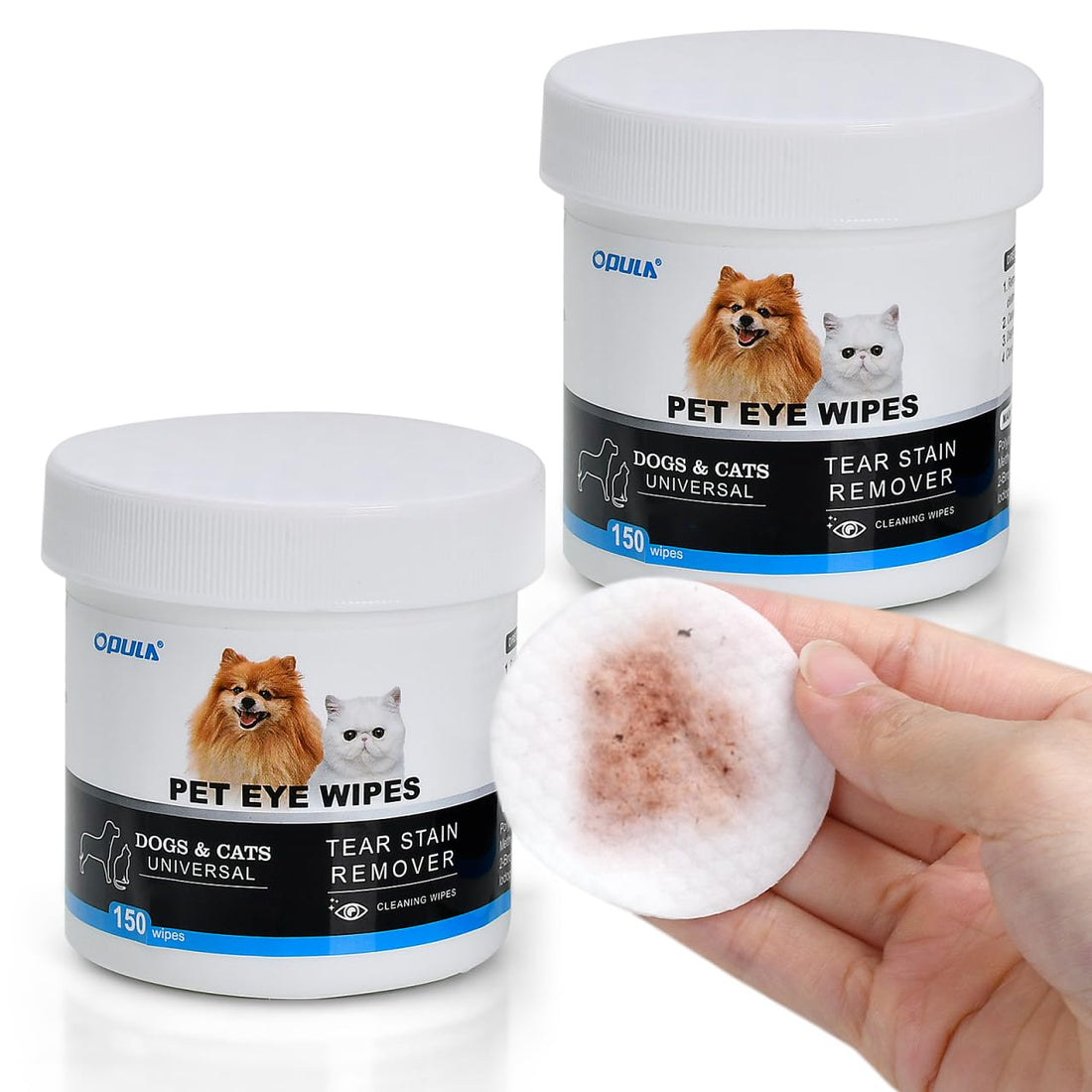 OPULA Dog Eye Wipes Biodegradable, Hypoallergenic Cat Dog Eye Cleaner