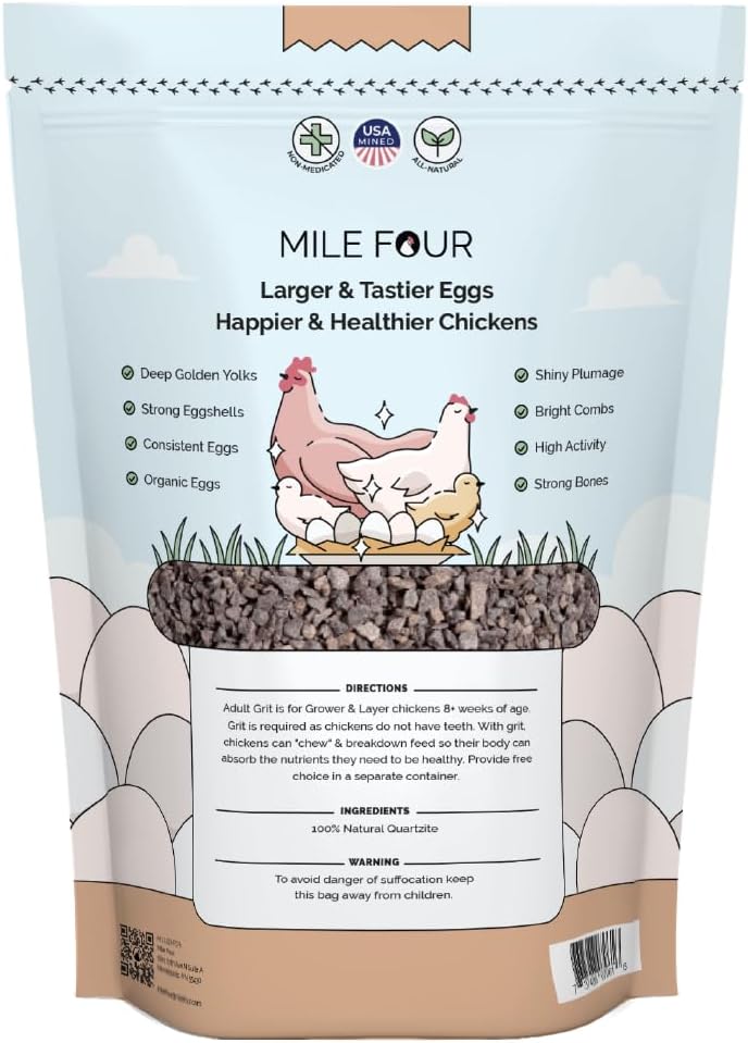 Mile Four Chicken Grit for Layer & Grower Chickens Age 8-20+ Weeks
