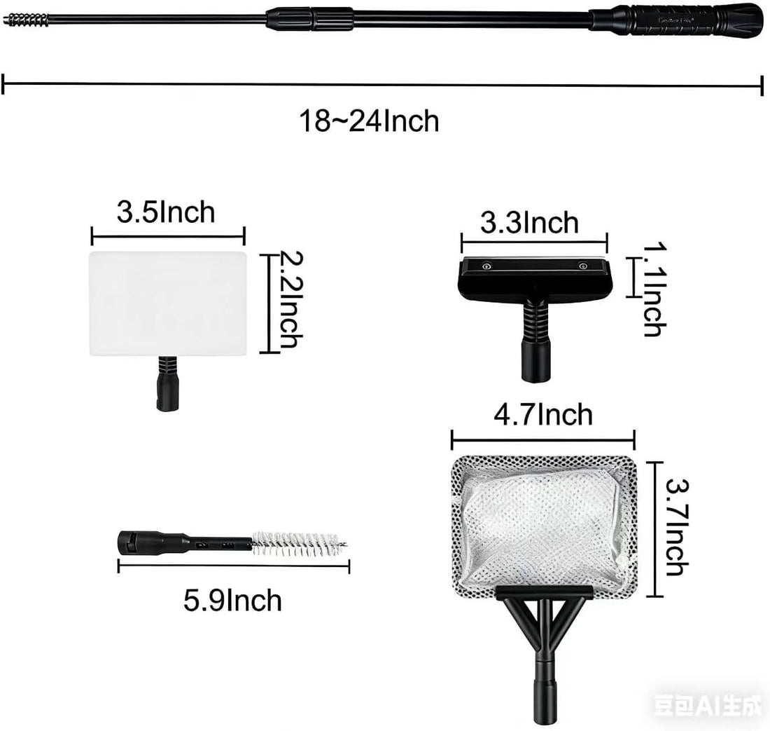 Carefree Fish 4IN1 Aquarium Cleaning Tools Long Handle Algae Scraper