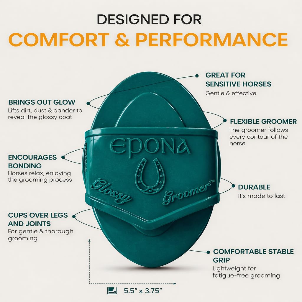 Epona Deep Teal Flexible Glossy Curry Comb for Horses – Soft