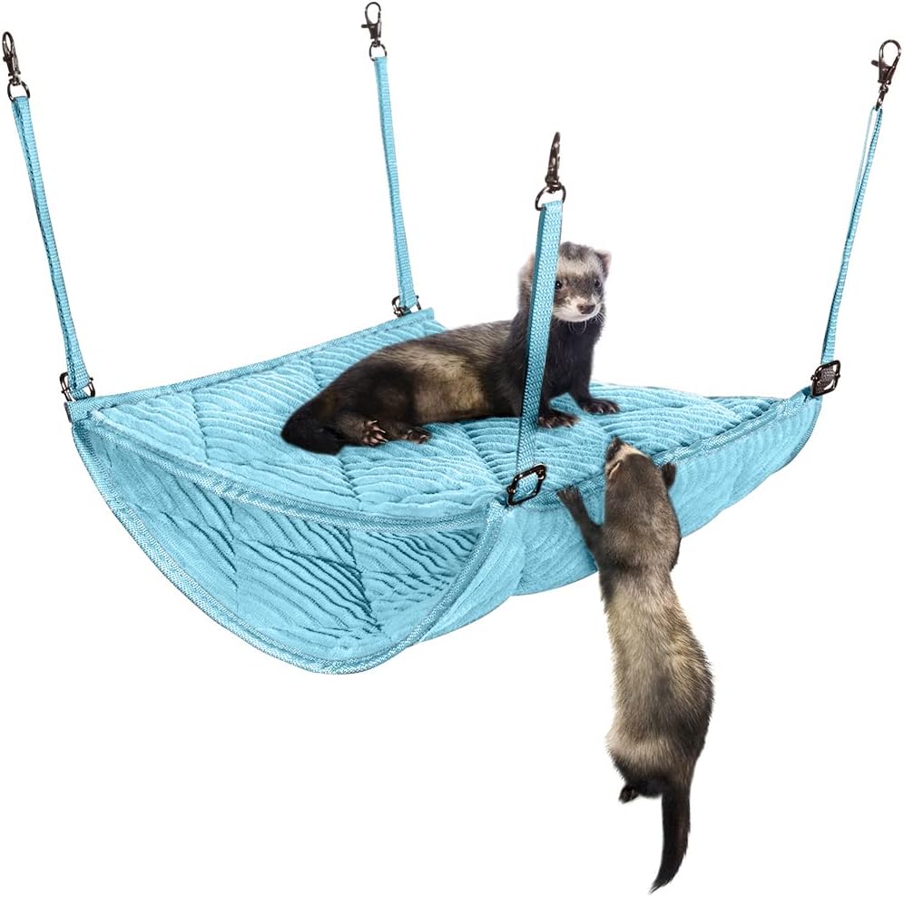 Ferret Hammock for Cage - Plush Double Bunk Bed Hanging Clips