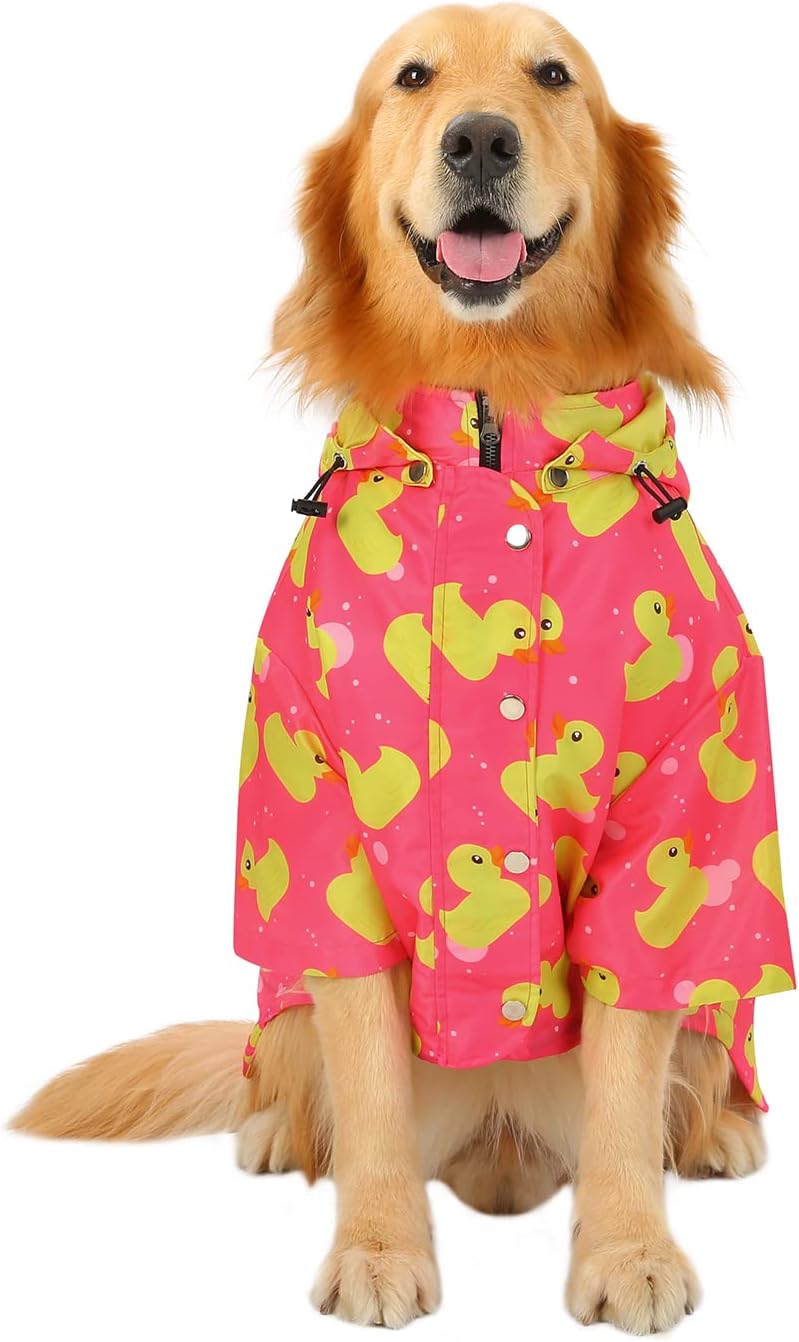 HDE Dog Raincoat Poncho Double Layer Zip Rain Jacket with Removable