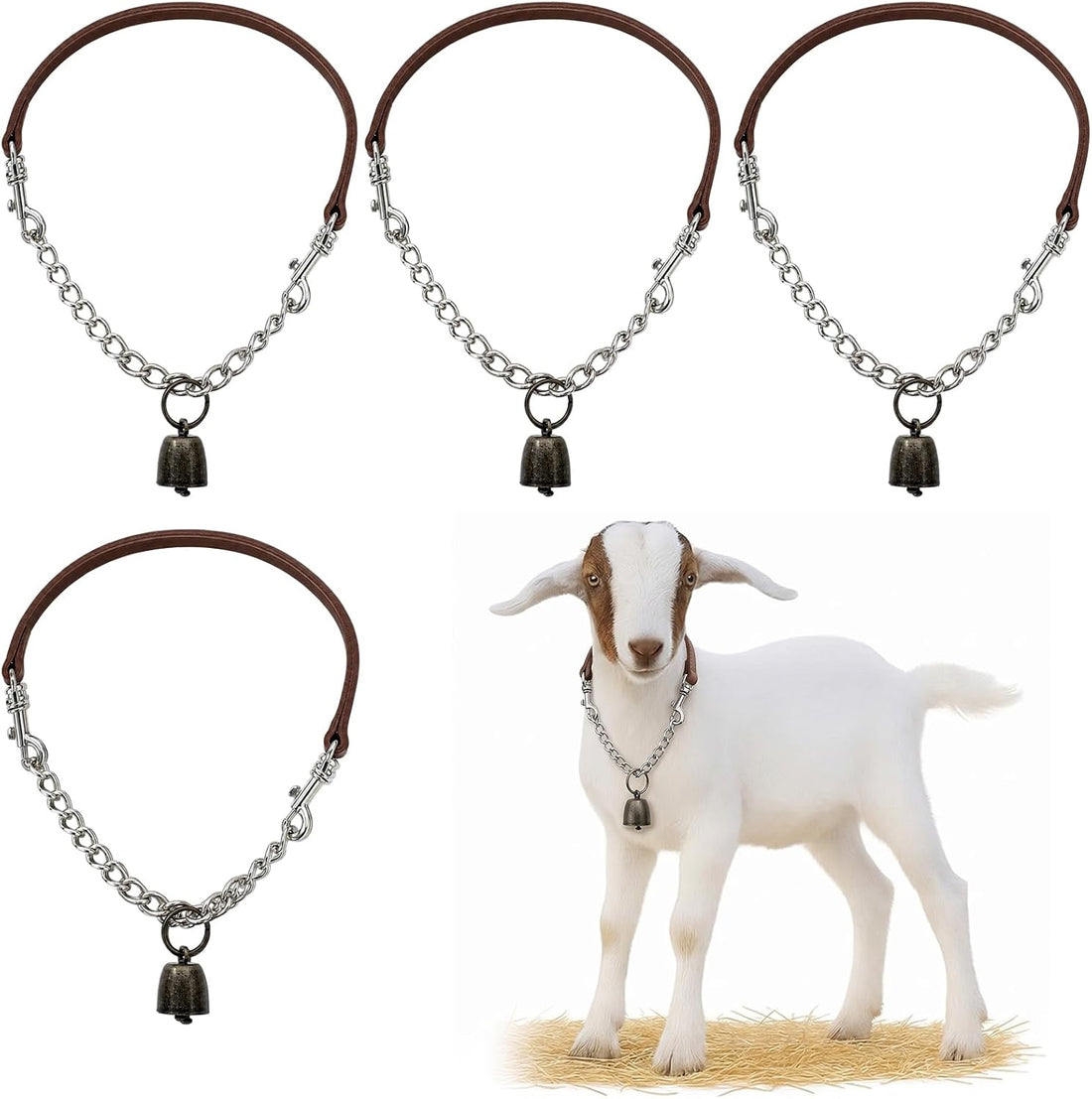 Misdary 4 Pack Goat Collars with Bells