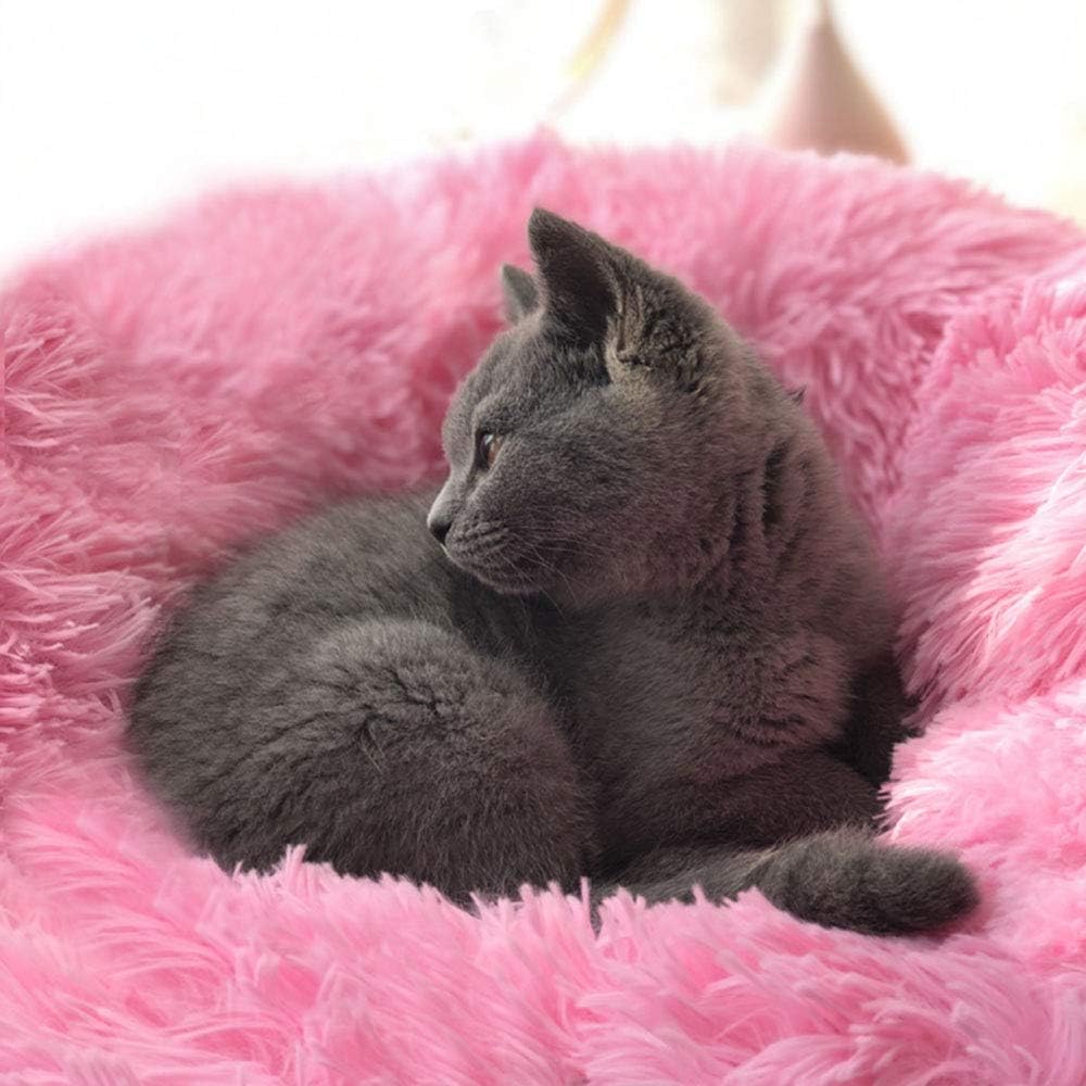BODISEINT Modern Soft Plush Round Pet Bed for Cats or Small Dogs