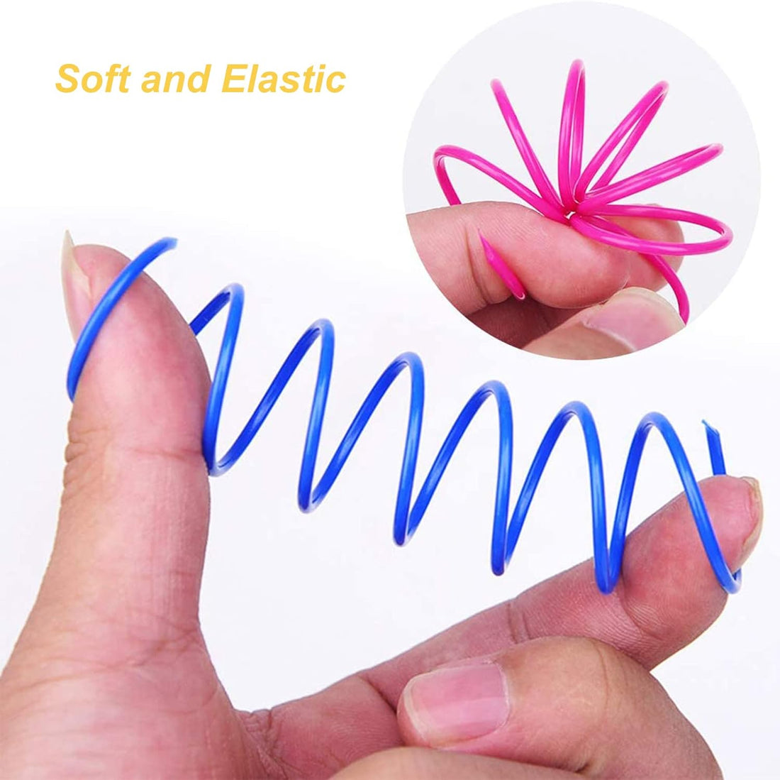 ISMARTEN 100 Pack Pet Wide Colorful Springs Cat Toys Plastic Coil