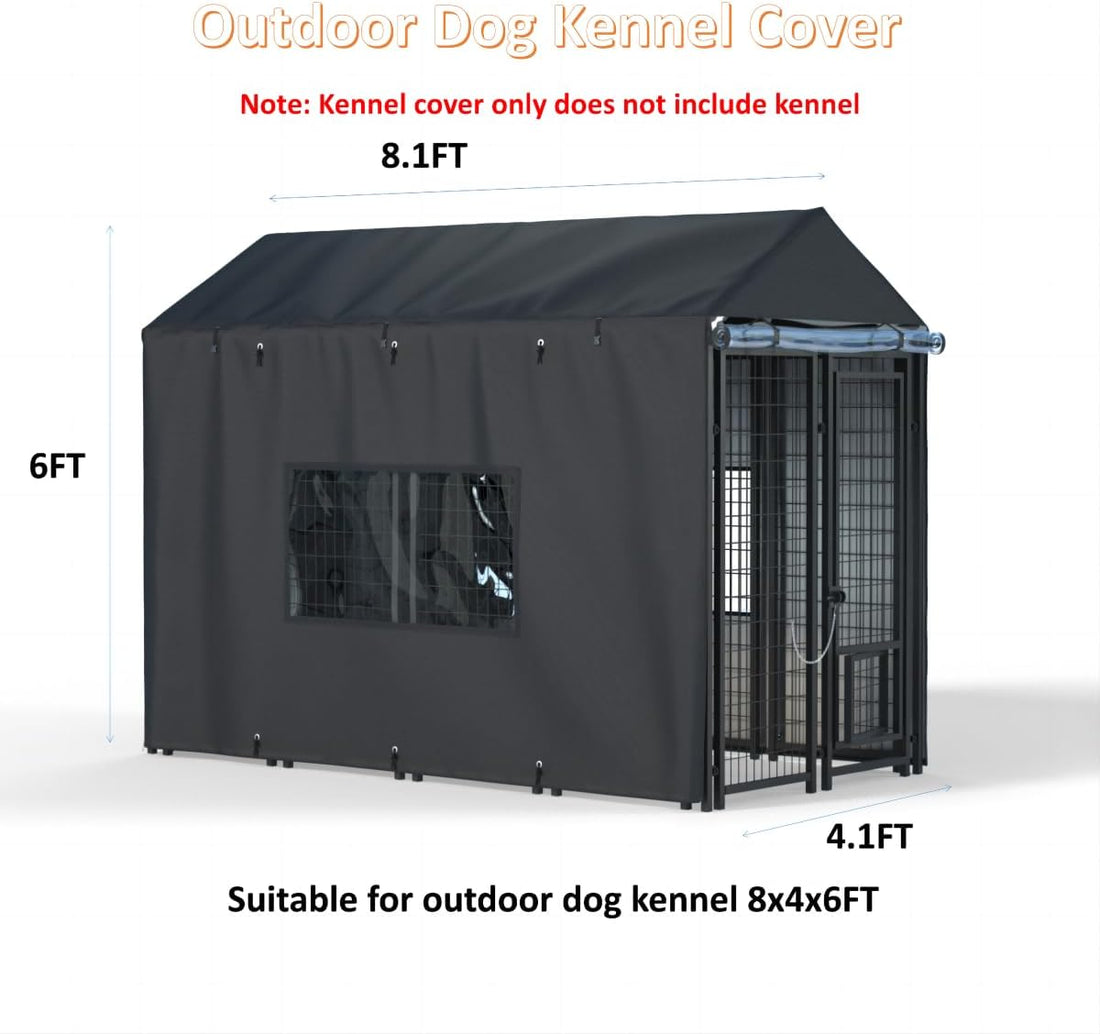 Outdoor Dog Kennel Cover - Full Coverage for 8.1'Dx4.1'Wx6'H Dog Cages